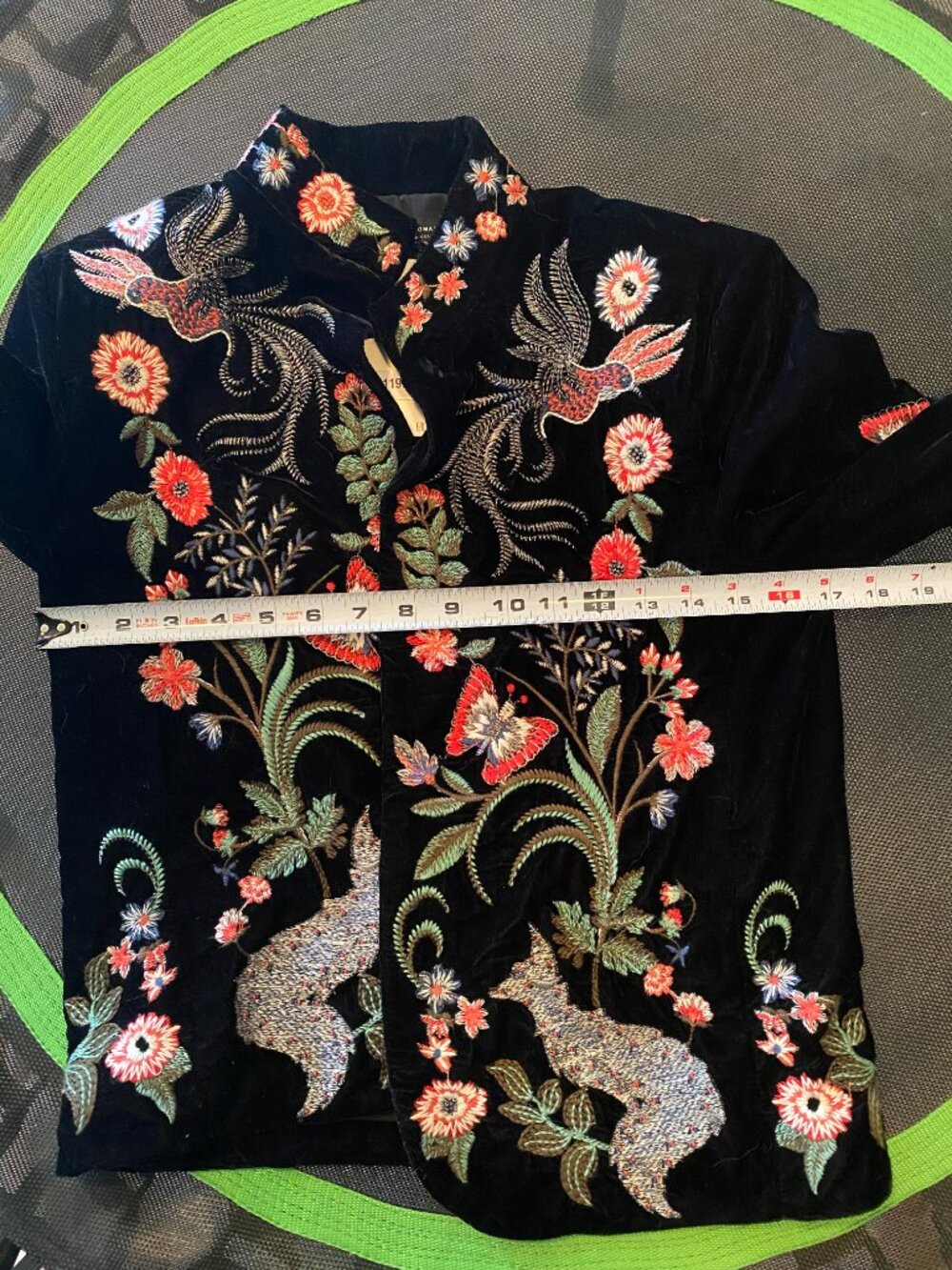 Zara Black Velvet Embroidered Floral & Bird Blazer - Picture 7 of 9